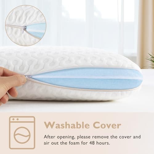 BedStory Gel Memory Foam Pillow King Size - Medium Firm Bed Pillows with Breathable Washable Cover - Back and Stomach Sleepers, CertiPUR-US Comfort 5