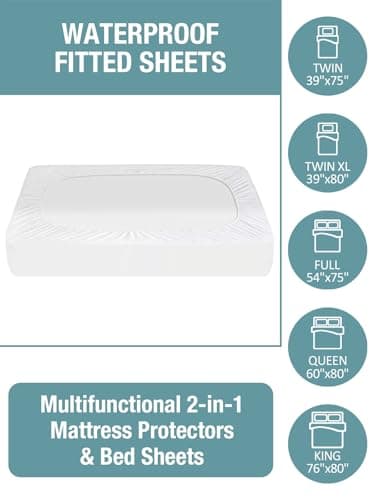 Bedecor Queen Waterproof Mattress Protector,Pee and Liquid Proof Cover for Pets, Elderly, and Incontinence, Fitted Deep Pocket for 9-18 Inch Deep 6