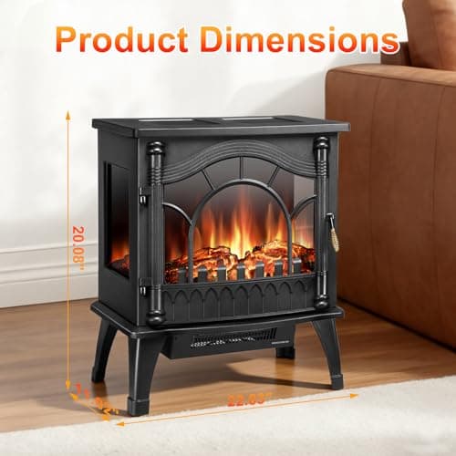 ZAFRO 23 inch Freestanding Electric Fireplace Stove | Thermostat Control, Low Noise, 5100 BTU, Overheat Protection, for Indoor Use 6