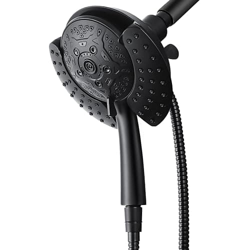 INAVAMZ Shower Heads with Handheld Spray Combo: 7.2" Rain Shower Head & Handheld Shower Head 2-IN-1 Shower Head with 60" Hose (BLACK), Shower Trim Systems