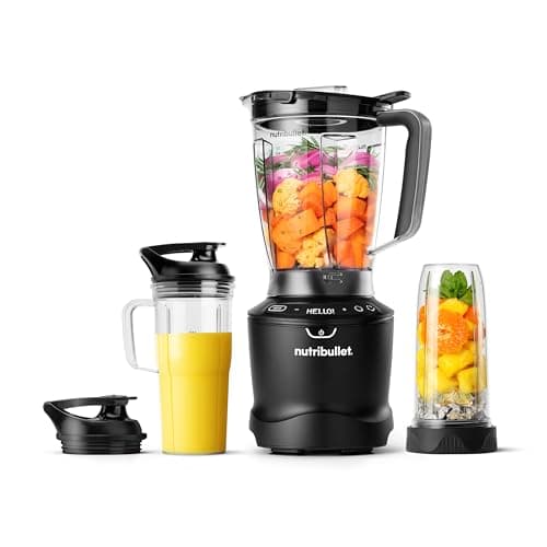nutribullet® SmartSense Blender Combo, 1400W, 64oz Pitcher, 32oz & 24oz Cups, 5-Speed, Smoothies, Ice and Frozen Fruit, Nut Milk, Soup, Matte Black, NBF50700AK