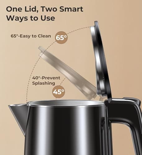 Electric Kettle 1.0L 1200W, 7 Temp Settings, 4H Keep-Warm, Fast-Boil Stainless Steel Electric Tea Kettle, 120V Water Boiler with Auto-Shut Off, Cool Touch PP Exterior for Home Office, Black 7
