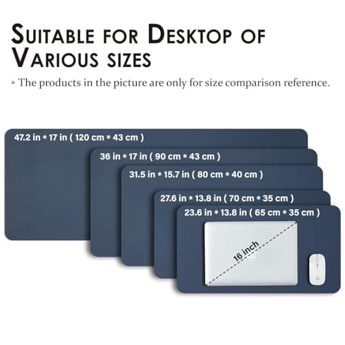 Leather Desk Mat - Non-Slip PU Desk Pad for Office and Home - Desk Organization and Accessories - Ideal for Large Mouse Pad and Desk Mats on Top of Desks (Dark Blue,36"x 17") 5