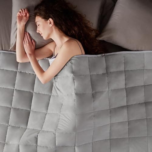 Weighted Blanket Queen Size (60"x80" 20lbs),Ultra Soft and Cozy Cooling Weighted Blanket Queen Size for Adult,Heavy Blanket with Machine Washable Soft Blanket, Stone Grey 9