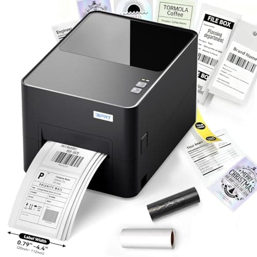 Thermal Transfer & Direct Thermal Label Printer, 4x6 Desktop Printer for Shipping Label Barcode Receipts Tag & Wrist Band, Compatible with UPS FedEx Amazon eBay Shopify, USB & Ethernet Connectivity