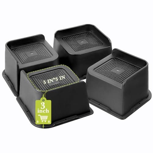 Yookwutar Bed Risers 2 inch, 3 inch, 4 inch, 6 inch, 8 inch Heavy Duty, Oversized Furniture Riser for Couch Sofa Table Chair Leg Frame Dorm, Support up to 6000 Lbs (Black 4 Pack, 3 inch)