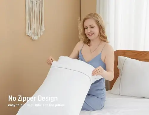 Sunflower Pillow Cases King Set of 2, 100% Cotton King Pillowcases, 20×40 inches with Silver Trim, Soft and Breathable, White 5