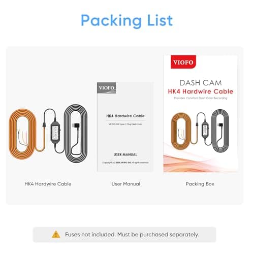 VIOFO HK4 Acc Hardwire Cable, USB-C Hard Wire Cable for A329 series/A229 series/A119Mini2/A139Pro/WM1/T130 Dash Cam, Low Voltage Protection for Parking Mode (Fuse Tap Not Included) 8