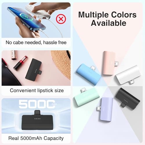 KKD Portable Charger for iPhone 15/16 Power Bank,【New Upgrade】 5000mAh USB-C Portable Phone Charger with 15W Fast Charging for iPhone 15 Pro/15 Plus/15 Promax/16 Pro/16 Promax/Samsung/Andriod-Black 7