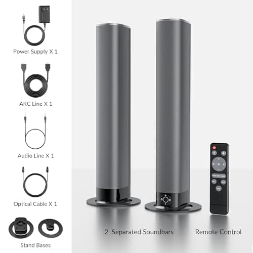 Assistrust Sound Bar for Smart TV, 80W Soundbar with Bluetooth/ARC/Opt/AUX Connect, Auto Volume Boost, 3 Equalizer Modes, 2 in 1 Detachable Soundbar for TV/PC/Gaming/Projectors 7