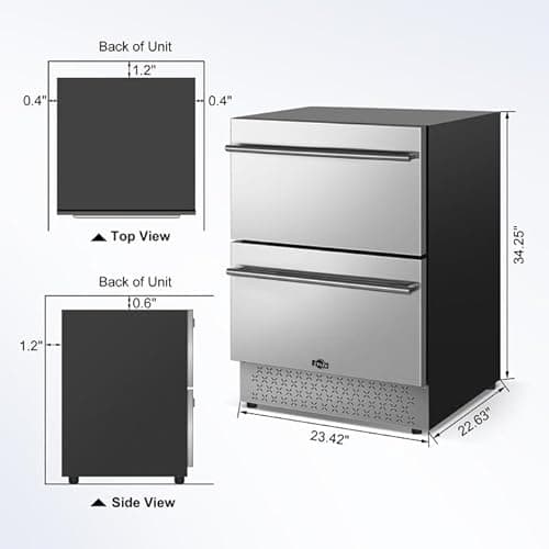 Tylza 24 Inch Under Counter Drawer Fridge, Built-in Beverage Refrigerator for Home and Commercial Use, Stainless Steel Door, Fast Cooling, Low Noise, 37-65 °F 6
