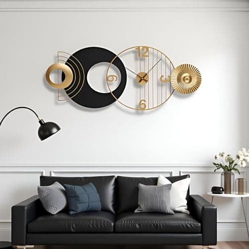 Tiuposr 39x19 Inch Modern Abstract Wall Clock Silent Non-Ticking Battery Operated, Decorative Analog Clock, Oversized Art for Living Room, Bedroom, Entryway, Office & Home Decor 7