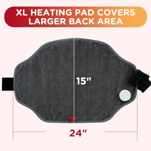 Heating Pad for Back, Comfytemp Birthday Gifts for Women Men Dad Mom, Large Electric Lower Back Heating Pad, FSA Eligible HSA Heat Pad for Period, Lumbar, Abdomen, XL Heated Belt — 11 Auto-Off, Grey 7
