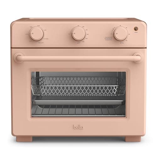 bella Air Fry Toaster Oven, 7 Preset Cooking Options, Dishwasher-Safe EverGood Coated Trays Included, 60-Minute Auto Shutoff w Audible Timer, Power Indicator Light, 1700 Watt, Blossom