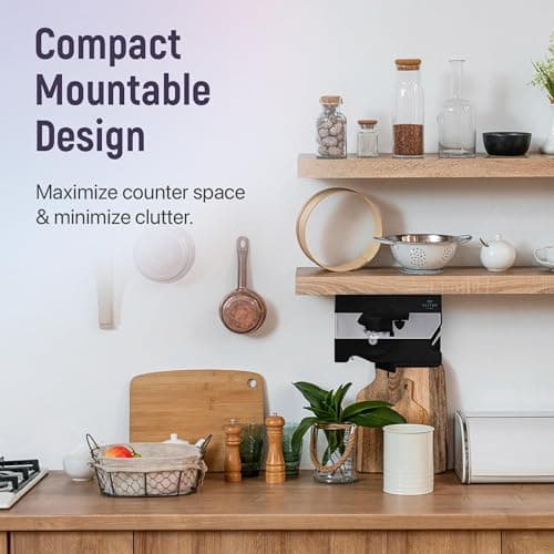 Electric Can Opener - 4 in 1 Under the Cabinet Mounted Can Opener, Blade Sharpener, Bottle Opener, Jar Opener, Mounting Bracket, Large or Small Cans for Seniors with Arthritis - Elitra Home (Black) 5