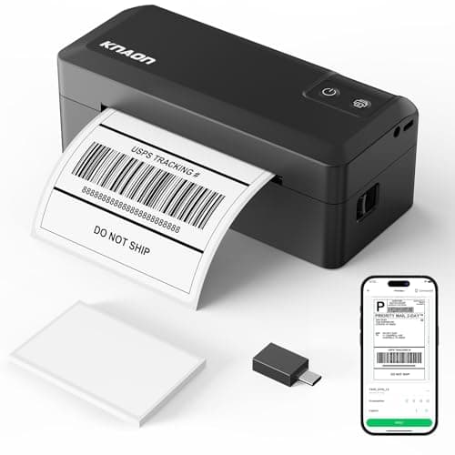 KNAON Shipping Thermal Label Printer, 4x6 Portable Label Printer, Bluetooth Label Maker for Small Business, Support iPhone,Android,Windows,Mac,Chromebook,Works with USPS, Etsy,Shopify&More, Black
