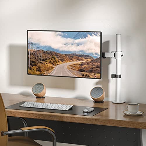 WALI Monitor Arm Mount for Desk, Single Computer Desk Mount, Monitor Bracket Mount Stand Single, up to 32 inch, 22 lbs (M001-W), White 8