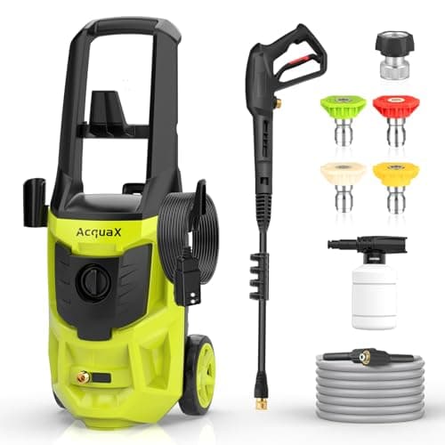AcquaX Pressure Washer, 4800PSI Max 4.0 GPM Power Washer High Pressure Cleaning Machine with 20FT Hose 35FT Cord Foam Cannon and 4 Nozzles for Clean Cars Fences Home Patio Driveway