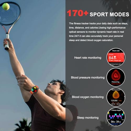 Military Smart Watches Built-in GPS, 170+ Sport Modes for Men with Flashlight, Smartwatch for Android Phones and iPhone, 1.43" AMOLED Screen Bluetooth Call Compass Altimeter (Black & Orange (2 Bands)) 7