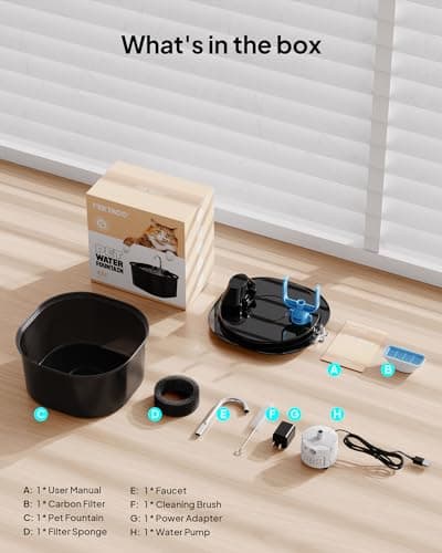 Cat Water Fountain: 84oz/2.5L Pet Water Fountain for Cats Indoor, Super Silent Automatic Cat Drinking Fountain, BPA Free 7