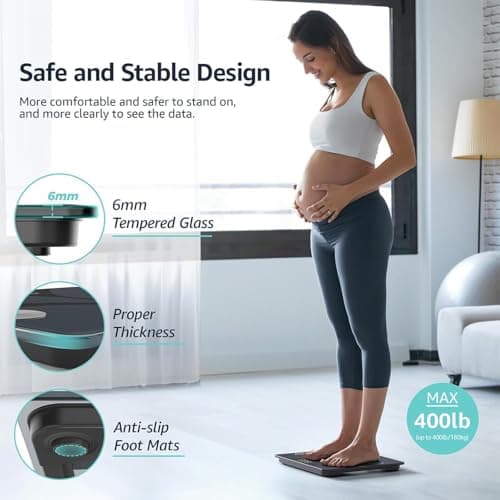 Posture Scale for Body Weight, Digital Bathroom Smart Scale, 13 Body Composition Analyzer Sync Weight Scale BMI Health Monitor Sync Apps 400lbs - Black 5