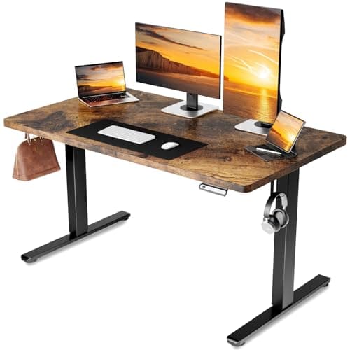 GTPLAYER Electric Standing Desk, 48 x 24 Inches Sit Stand up Desk with Memory Preset Controller, Height Adjustable Ergonomic Home Office Computer Desk (Rustic Brown)