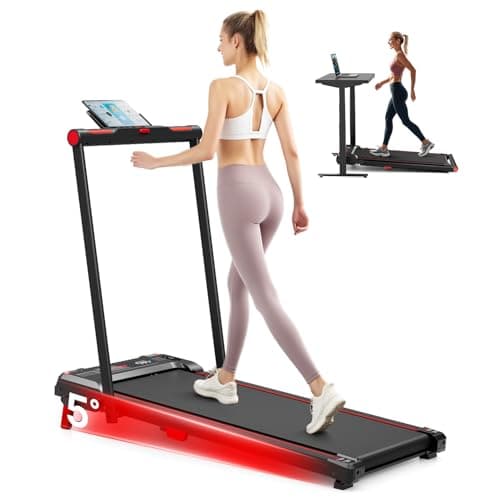 Walking Pad Treadmill, Anylife Incline Walking Pads Under Desk 330lb Capacity, 2.6HP Portable Treadmills for Home, Compact Treadmill Small Running Pad with LED Display, Remote Control, Dark Red