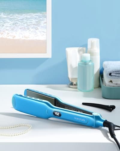 Wavytalk Hair Straightener, 1.7 Inch Wide Vent Sesh Titanium Wet to Dry Flat Iron, Straightener for Damp or Dry Hair (Blue) 8