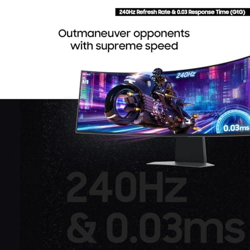 Samsung 49-Inch Odyssey G9 (G95SD) Series QD-OLED G-Sync Compatible Curved Gaming Monitor, 240Hz, 0.03ms, Dual QHD, Glare Free, FreeSync Premium Pro, Ergonomic Stand,LS49DG956SNXGO,2024, 3 Yr Warranty 6