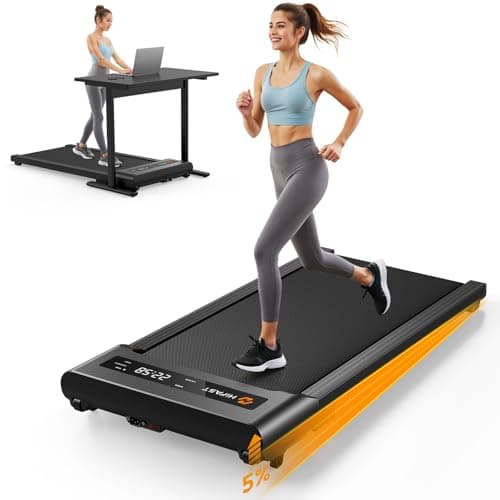 HiFast Walking Pad Treadmill, 3 in 1 Foldable Under Desk Treadmills for Home Office, Small Walking Pad with Incline Handle Bar, 300lbs Capacity 2.5HP Portable Running Machine with APP Remote Control