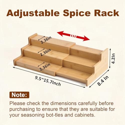JinDoWin Spice Rack Organizer For Cabinet, Spice Organization For Cabinet, Spice Rack For Countertop,15.7 Inch Adjustable Seasoning Organizer Spice Organizer (1 Pack, Medium) 5
