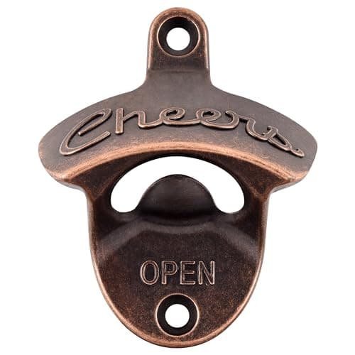 Luwanburg Old Style Bottle Opener Wall Mounted Beer Cap Opener Cheers Gift, Antique Copper Mountable Soda Bottle Top Opener for Wood Table Cooler Board