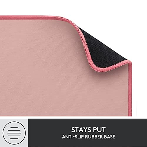 Logitech Desk Mat - Studio Series, Multifunctional Large Desk Pad, Extended Mouse Mat, Office Desk Protector with Anti-Slip Base, Spill-Resistant Durable Design, in Darker Rose 8