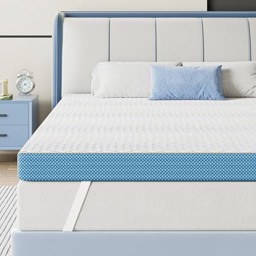 VISCOFLEX Full Size Mattress Topper 4 Inch, Pressure-Relieving Firm Bed Topper Gel Memory Foam with Ultra Soft Cover, Certipur-Us & Oeko-Tex Certified, Blue