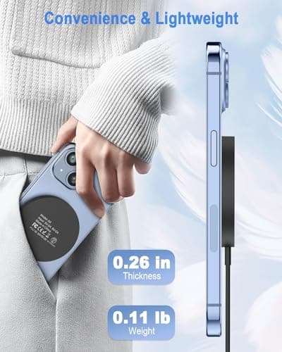 Magnetic Wireless Charger Mag Safe Charging Pad Compatible with iPhone 17/17 Pro Max/iPhone Air/16/15/15 Plus/14/13/12 Series, 2025 Upgraded Fast Mag-Safe LED Charger with 20W Type-C Adapter (Black) 8