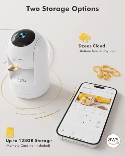 Dzees 5G/2.4G WiFi Indoor Security Camera Pet Camera No Subscription, 2K 360° WiFi Cameras, Wired Dog Pet Camera with Phone App, MagicPix Night Vision, Calls, 2-Way Audio, 24/7, Motion Tracking 9