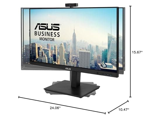 ASUS 27” 1080P Video Conference Monitor (BE279QSK) - Full HD, IPS, Built-in Adjustable 2MP Webcam, Mic Array, Speakers, Eye Care, Wall Mountable, Frameless, HDMI, DisplayPort, VGA, Height Adjustable 18