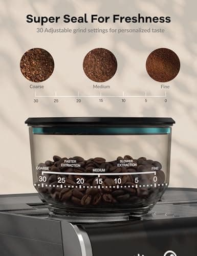 GarveeHome Espresso Machine With Grinder, 20 Bar Semi-Automatic Espresso Coffee Maker With Milk Frother Steamer Wand Cappuccino Latte Macchiato, 95 oz Water Tank, PID Temperature Control, Light Gray 5