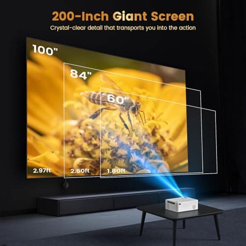 Mini Portable Projector with Wifi and Bluetooth, Native 1080P Full HD Smart Projector , 300 ANSI, Compatible with Smartphone, HDMI, USB for Home, Bedroom, Outdoor Use （White） 6