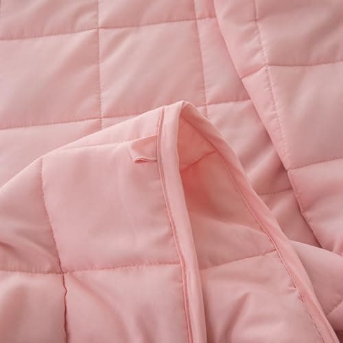 Yadangxiawa Weighted Blanket (48''x72'',15lbs,Twin Size，Pink) for Kids and Adults, High Breathability Heavy Blanket,Soft Material with Premium Glass Beads 7