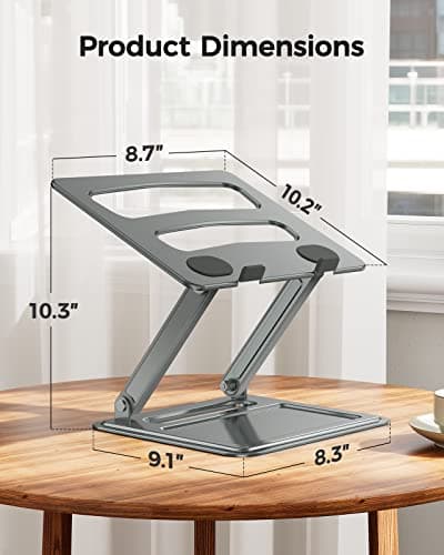 LORYERGO Adjustable Laptop Stand, Portable for 17.3inch Laptops, Holds Up to 17.6lbs, Ergonomic Posture & Heat Dissipation - Gray 8