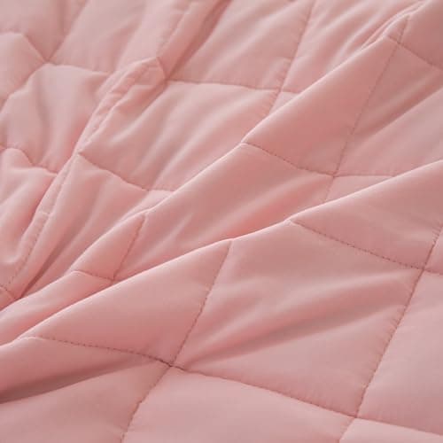 Yadangxiawa Weighted Blanket (48''x72'',15lbs,Twin Size，Pink) for Kids and Adults, High Breathability Heavy Blanket,Soft Material with Premium Glass Beads 6