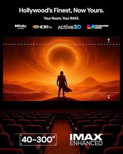 Valerion VisionMaster Pro2 Triple Laser Projector 4K,15000:1 Contrast, 0.9-1.5x Optical Zoom, 2X Multitasking Power, IMAX, HDR10+, GTV, 4ms Lag-Free Gaming, 3000 ISO Lumens, Google Home, Apple Homekit 6