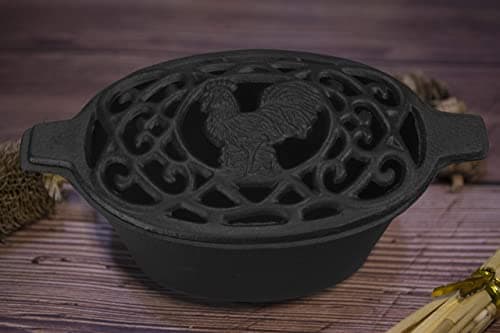 Fire Beauty Woodstove Steamer Stove Humidifier Cast Iron Lattice Top Rust Resistant 2.3 Quart Capacity (chicken) 8