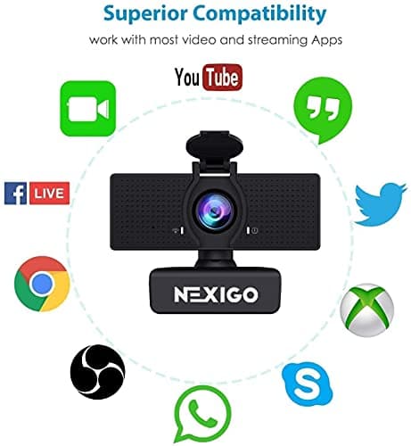 NexiGo 1080P Business Webcam Kits, N60 HD Web Camera with Microphone and Privacy Cover, Software Control, Lightweight Mini Tripod, Extendable Stand, for Zoom/Skype/Teams 8