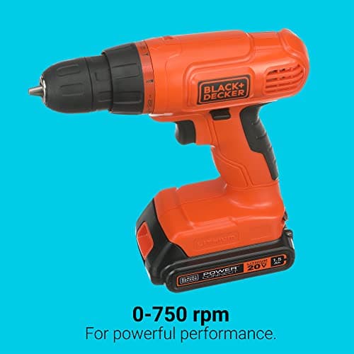BLACK+DECKER 20V MAX* POWERCONNECT Cordless Drill Driver Kit with Drill Bit Set and Sockets, 100 pc. Tool Kit for Home, Battery and Charger Included ,Orange (BDC120VA100) 5