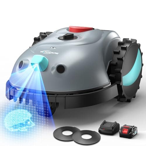 YARDCARE V100 Robot Lawn Mower with HD Vision Navigation, Smart Obstacle Detection, Collision Sensors, Adjustable Cutting Height, Low-Noise Operation—Perfect for Small Lawns up to 1,600 sq ft.
