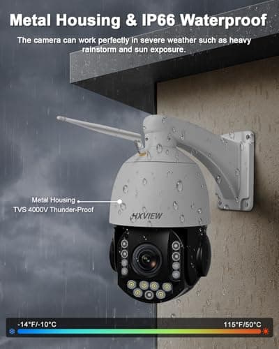 HXVIEW 4K PTZ Security Camera Outdoor with 30X Optical Zoom, 1000FT Night Vision, 8MP 360° WiFi Wireless RTSP IP Camera, Auto Tracking, Person/Vehicle Detection, 2.4/5GHz Wi-Fi, 2-Way Audio 7
