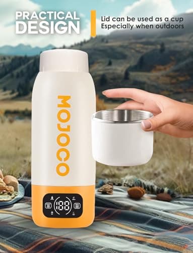 Mojoco Portable Travel Kettle - 20oz Double Wall Vacuum Insulated Stainless Steel Kettle for Coffee, Tea - Leak Proof Portable Small Water Boiler for RV, Camping 9