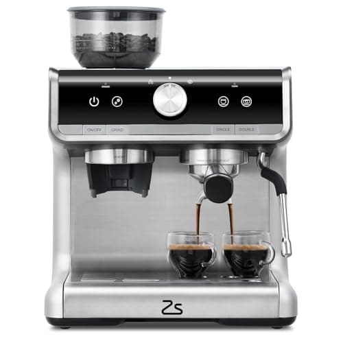 Espresso Machine With Grinder, Barista Express Espresso Machine, 20 Bar Expresso Coffee Machines with Milk Frother Steam Wand, Cappuccino & Latte Machine for Home, Silver